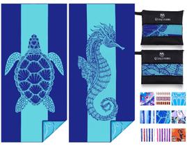 Toalha de praia Qinqinamu, microfibra leve, 180x80cm, pacote com 2 Toalha de praia Qinqinamu, microfibra leve, 180x80cm, pacote com 2