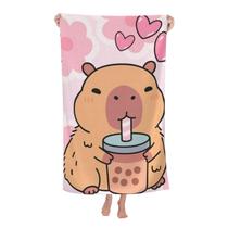 Toalha de praia Qycazzw Cute Capybara Boba Tea sem areia 80x130cm