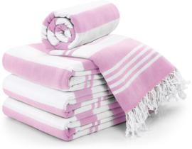 Toalha de praia Utopia Toalhas turcas 100% algodão 100x180cm rosa x4 Toalha de praia Utopia Toalhas turcas 100% algodão 100x180cm rosa x4