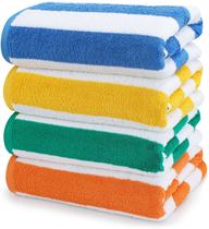 Toalha de praia Utopia Towels Cabana Stripe 100% algodão 76x152cm, pacote com 4 Toalha de praia Utopia Towels Cabana Stripe 100% algodão 76x152cm, pacote com 4