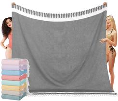 Toalha de praia Vikumond Oversize XXL de algodão à prova de areia preta Toalha de praia Vikumond Oversize XXL de algodão à prova de areia preta