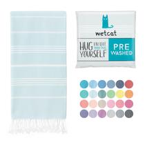 Toalha de praia WETCAT Turkish Oversize 100% algodão Aqua 38x71cm
