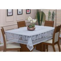 Toalha de Renda Retangular 2,20m x 1,40m Floral 6 Lugares Cozinha Forro de Mesa de Jantar Decorativa