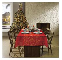 Toalha de Renda Retangular Estampada Natal 1,50m x 2,50m 8 lugares