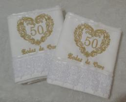 Toalha de Rosto Artesanalle personalizada com bodas de casamento Bodas de ouro, 50 anos