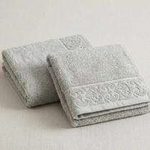 Toalha de Rosto Corttex Super Soft Arabesco Zero Twist Cinza 50x70cm