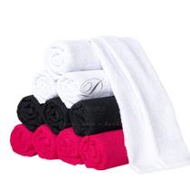 Toalha de rosto para salão econômica preta branca rosa Kit com 10 Unidades