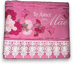 Toalha de Rosto Rosa Bordado Mãe, delicada Toalha de Rosto Rosa Bordado Mãe, delicada