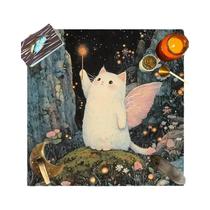 Toalha De Tarot De Gato Místico Premium Lavável À Máquina Para Decoração De Meditação E Divinação