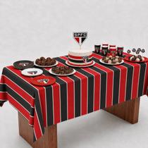 Toalha Decoração festa Futebol Branco Preto Vermelho 1,40m