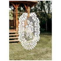 TOALHA DECORATIVA DE BANDEJA ARTESANAL RENDA GARDÊNIA PEQUENA 20cm X 35cm BRANCA