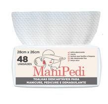 Toalha descartável manicure pedicure 28x26cm 48 UN viscose - ManiPedi