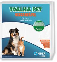 Toalha Descartável para Pets 25 Unid - 80cm x 49cm - Ober