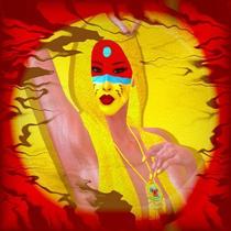 Toalha esoterica mulher xamã pintura rupestre caça e cura