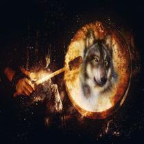 Toalha esotérica tarô espirito fogo lua lobo tambor xamanico