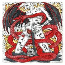Toalha esoterica tarot mulher devil asas serpente oroboro