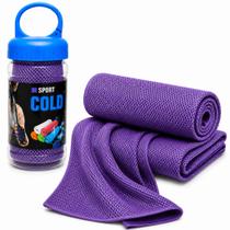 Toalha Esportiva Gelada Refrescante com Estojo e Mosquetão Seca Rápido para Academia Corrida Treino Fitness 38x80cm