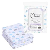 Toalha Fralda Banho do Bebê Mami Super Luxo Estampada 1,15x68cm Tecido Duplo Com 3 Unidades - Papi Textil Baby