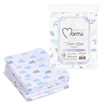 Toalha Fralda Banho do Bebê Mami Super Luxo Estampada 1,15x68cm Tecido Duplo Com 3 Unidades - Papi Textil