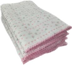 Toalha Fralda Bebê Cremer Triangulo Azul E Rosa Com Crochê 70 X 120cm Toalha Fralda Bebê Cremer Triangulo Azul E Rosa Com Crochê 70 X 120cm