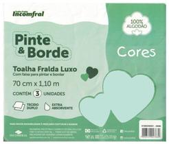 Toalha Fralda Luxo Com 03 Unidades Pinte E Borde Baby Incomfral COR:VERDE