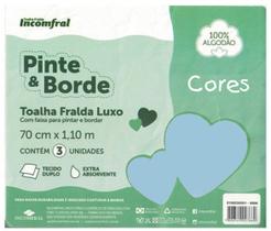 Toalha Fralda Luxo Com 03 Unidades Pinte E Borde - Incomfral