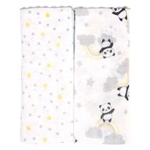 Toalha Fralda Luxo Estampada Com 02 Unidades 68x110cm Baby Bublim Incomfral Cor:Panda Cinza