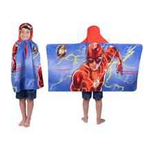 Toalha Franco The Flash Kids com capuz de algodão felpudo 61x127cm