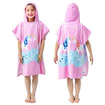 Toalha Gealaek Kids, poncho com capuz, 70x60 cm, rosa unicórnio