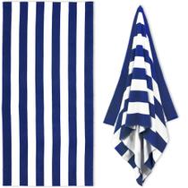 Toalha HENBAY Oversize 90x180 cm de microfibra listrada azul marinho Toalha HENBAY Oversize 90x180 cm de microfibra listrada azul marinho