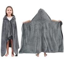 Toalha Hiturbo Kids com capuz 127x76 cm cinza 3-12 Y
