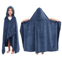 Toalha Hiturbo Kids com capuz de pelúcia azul marinho 127x76 cm