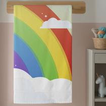Toalha Infantil de Banho Com Estampa Colorida Arco-Íris Cores Vivas Macia e Absorvente