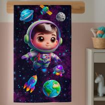 Toalha Infantil Estampada Astronauta Cute Galáxia Secagem Fácil Maciez E Conforto
