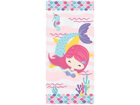 Toalha Infantil Felpuda De Banho Estampada Sereia + Óculos Star Rosa Toalha Infantil Felpuda De Banho Estampada Sereia + Óculos Star Rosa