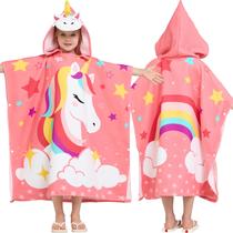 Toalha infantil Joiedomi Unicorn com capuz de microfibra 61x61 cm