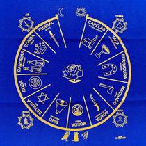 Toalha Jogo Cartas Santa Sara 70x70 cm Azul e Dourado