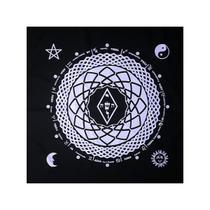 Toalha Leitura Tarô Elemental Magia Astral Preta e Cinza Toalha Leitura Tarô Elemental Magia Astral Preta e Cinza