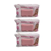 Toalha / Lenços Umedecidos Premium Rosa Kit C/3 de 120 Unidades - Marigold Baby