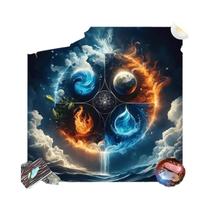 Toalha Mágica Com Arranjo Geométrico Para Jogo De Adivinhação Água Fogo Terra Vento, Runas