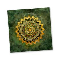 Toalha mandala Flor laranja borda verde 70 cm Toalha mandala Flor laranja borda verde 70 cm