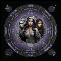 Toalha Mandala Hécate Tríplice 68x68 cm - Tecido Oxford