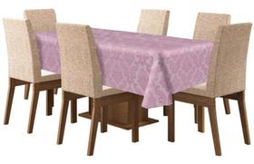 Toalha Mesa 6 Lugares Tecido Jacquard Retangular - Rosa