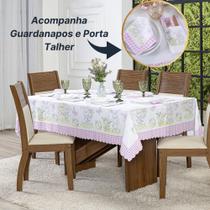Toalha Mesa Casa e Decoração Páscoa 8 Lugares 3,00x1,50 E 8 Guardanapos E 8 Porta Talheres