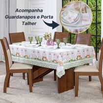 Toalha Mesa Decoração Páscoa Quadrada 4 Lugares 1,50x1,50 E 4 Guardanapos E 4 Porta Talheres Toalha Mesa Decoração Páscoa Quadrada 4 Lugares 1,50x1,50 E 4 Guardanapos E 4 Porta Talheres