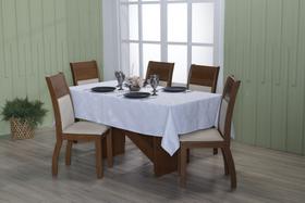Toalha Mesa Jacquard Retangular 8 Lugares cor branco