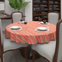 Toalha Mesa Listrada Redonda 6 Lugares Africana 1,40 Diâm.