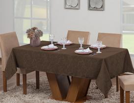 Toalha Mesa Luxo Retangular Sala Jantar Jacquard 6 Lugares