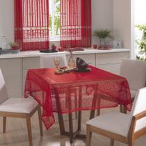 Toalha Mesa Quadrada Renda Interlar Color Vermelho 4 Lugares Toalha Mesa Quadrada Renda Interlar Color Vermelho 4 Lugares