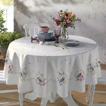 Toalha Mesa Redonda 8 Lugares Dohler Impermeavel Jardim Bege